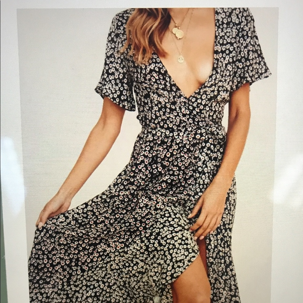 Floral Wrap Midi Dress